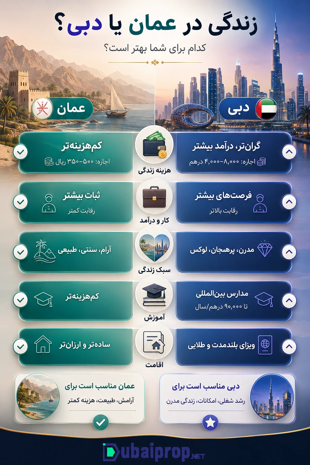 زندگی در عمان بهتر است یا دبی؟