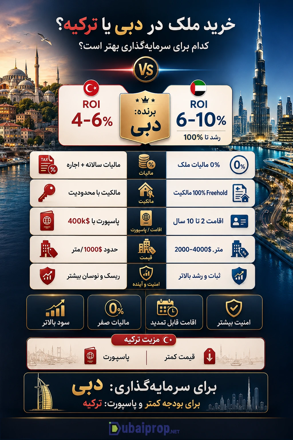 خرید ملک در دبی بهتر است یا ترکیه؟